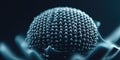 Abstract spherical surface with intricate hexagonal texture and light effects