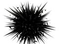 Abstract spiky exploding black sphere on white background dynamic Royalty Free Stock Photo