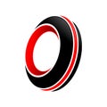 Abstract Spinning Black Tire Red Accents Symbol Logo Design