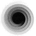 Abstract spiral background. Black and white halftone stipple dots pattern