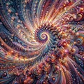 Vibrant Spiral: Dynamic Design in Gold, Red, and Blue, generative ai