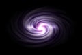 Abstract spiral galaxy with light purple smoke on black background Royalty Free Stock Photo