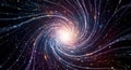 Abstract spiral galaxy with luminous swirling energy and sparkling dust particles Royalty Free Stock Photo