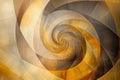 Abstract spiral geometry, with golden curves expanding outward in a Fibonacci-inspired composition.