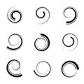 Abstract spiral icons. Design elements set Royalty Free Stock Photo