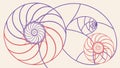 Abstract Spiral Nautilus Shell with Dynamic Flow Lines Vector, vector design Generative AI Royalty Free Stock Photo