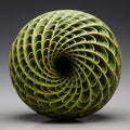 Spiral Green Shell Sculpture: A Detailed Crosshatched Masterpiece