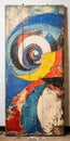 Abstract Spiral Painting On Vintage Barn Wood Sign