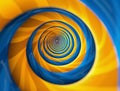 Abstract Spiral Pattern In Blue And Yellow Royalty Free Stock Photo