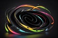 Abstract spiral sound wave rhythm lines illustration. Dynamic abstract vector background. Vector shapes on black background
