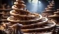 Abstract spiral staircase design in wood, spinning towards spirituality generated by AI