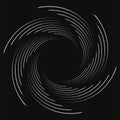 Abstract spiral, twist. Radial swirl, twirl curvy, wavy lines element. Circular, concentric loop pattern. Revolve, whirl design.