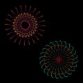 Abstract spirograph art , parabolic curve of line in circle form illustration. Vector image.Round pattern color on black