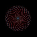 Abstract spirograph art , parabolic curve of line in circle form illustration. Vector image.Round pattern color on black