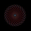 Abstract spirograph art , parabolic curve of line in circle form illustration. Vector image.Round pattern color on black