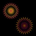 Abstract spirograph art , parabolic curve of line in circle form illustration. Vector image.Round pattern color on black