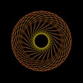 Abstract spirograph art , parabolic curve of line in circle form illustration. Vector image.Round pattern color on black