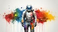 abstract splash color of the spaceman. adventure concept. - Generative ai.