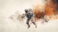 abstract splash dust of the spaceman. adventure and travel concept. - Generative ai.