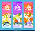 Abstract splash Food label template. Colorful brush stroke. Fruits, organic, yogurt, milk package design. Banana