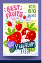 Abstract splash Food label template. Colorful brush stroke. Fruits, spices, vegetables package design. Cherries Royalty Free Stock Photo