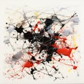 Abstract Splatter Painting Inspired By Pollock: Black, Red, And Yellow On White Royalty Free Stock Photo