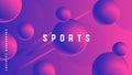 Abstract sports poster with bright fluorescent spheres and lines, 3d graphic composition, dynamic wallpaper