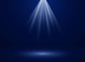 Abstract of spotlight presentation on dark blue gradient background. Royalty Free Stock Photo