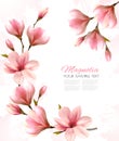 Abstract spring background with beautiful magnolia