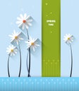 Abstract spring background with paper flowers with space for design