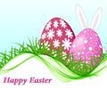 Abstract spring background with pink Easter eggs