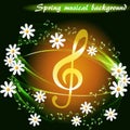 Abstract spring musical background with white daisies