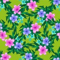 Abstract Spring Seamless pattern with floral green background