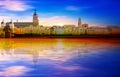 Abstract sunset background with blue sky and panorama of Heidelberg Royalty Free Stock Photo