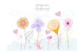 Abstract Spring time colorful doodle beauty flowers illustration floral design background