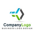 Abstract square cube shaped business Logo union on Corporate Invest Business Logo design. Financial Investment on white background