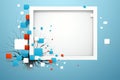 abstract square frame on blue background with red orange and white squares Royalty Free Stock Photo