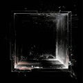 Abstract Square Frame with Digital Glitch Effect and Particles on Black Background Royalty Free Stock Photo