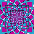 Abstract square frames with a moving blue pink pattern. Optical illusion background
