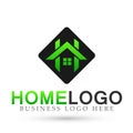 Abstract Square House roof and home logo vector element icon design vector in green colored on white background