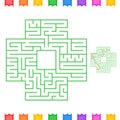 Abstract square isolated labyrinth. Green color on a white background. An interesting game for children and adults. Simple flat Royalty Free Stock Photo