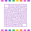 Abstract square isolated labyrinth. Purple flowers on a white background. An interesting game for children and adults. Simple flat Royalty Free Stock Photo