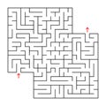 Abstract square isolated maze. Black color. An interesting and useful game for children and adults. Simple flat vector illustratio Royalty Free Stock Photo