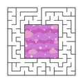 Abstract square maze with entrance and exit. An interesting and useful game for children. Simple flat vector illustration isolated Royalty Free Stock Photo