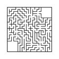 Abstract square maze with entrance and exit. An interesting and useful game for children. Simple flat vector illustration isolated Royalty Free Stock Photo