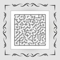 Abstract square maze in vintage frame. Game for kids. Puzzle for children. One entrances, one exit. Labyrinth conundrum. Flat