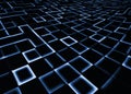 Abstract square pixel mosaic blue background