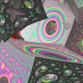 Abstract square shape fractal 3D intricate pattern