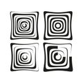 Abstract square spirals. Geometric motion patterns. Distorted shape Vector. Optical illusion illustration. Royalty Free Stock Photo