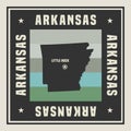Abstract square stamp or sign with name of US state Arkansas